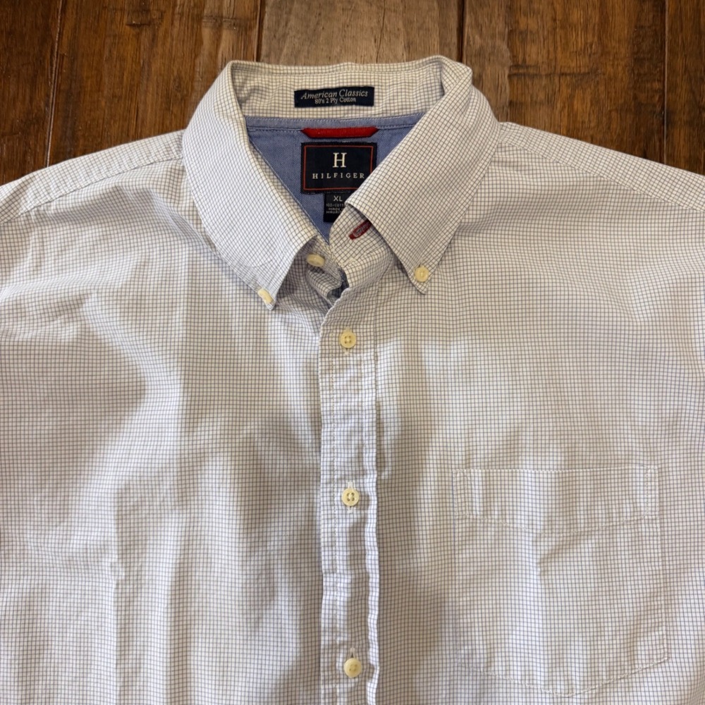 Tommy Hilfiger Button Up Shirt American Classics Plaid Mens XL Blue